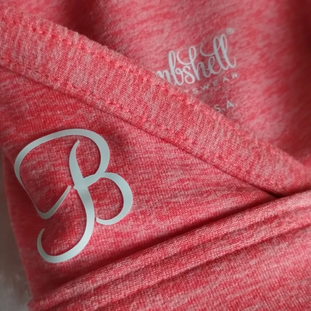 Bombshell Braided Back Heathered Coral Sports Bra Top 🍑